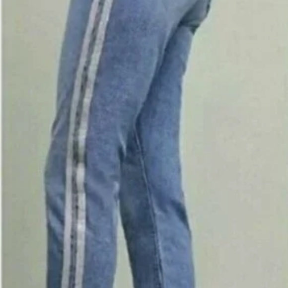 Anthropologie Pilcro Jeans Silver metallic stripe 32 - Picture 3 of 9